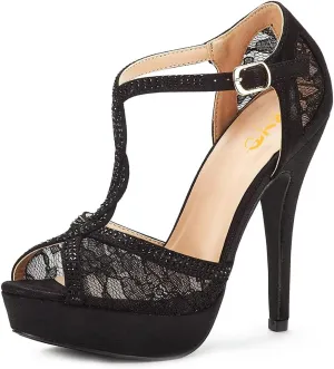 XYD Women Peep Toe Sexy Lace Crystals High Heels Platform Sandals Twining Straps Wedding Ceremony Bride Shoes