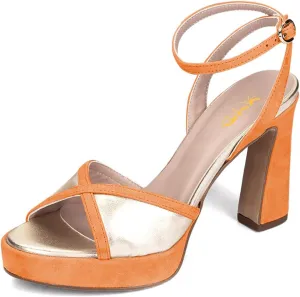 XYD Women Platform Open Toe High Heel Block Sandals Ankle Buckled Strap Two-toned Evening Party Pumps Shoes