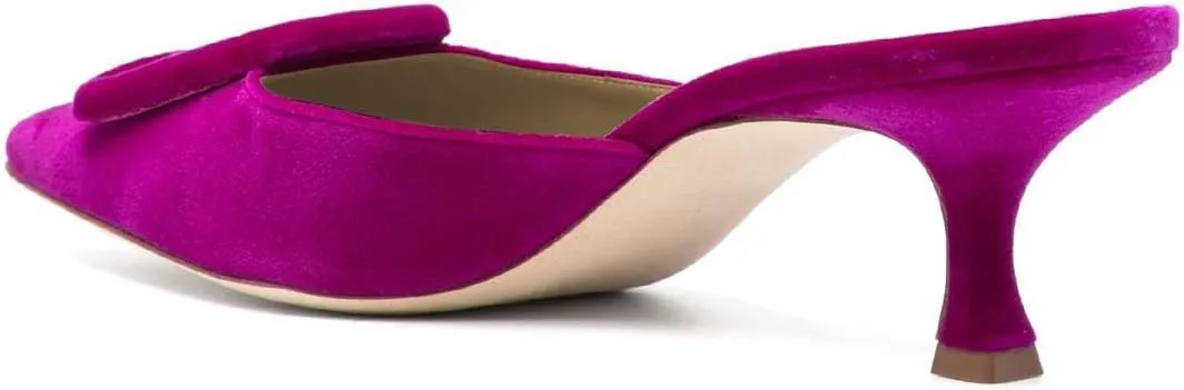 XYD Women Pointed Toe Mule Pumps with Buckle Kitten Low Heels Slip On Open-Back Slides Sandals Fashion Comfy Shoes
