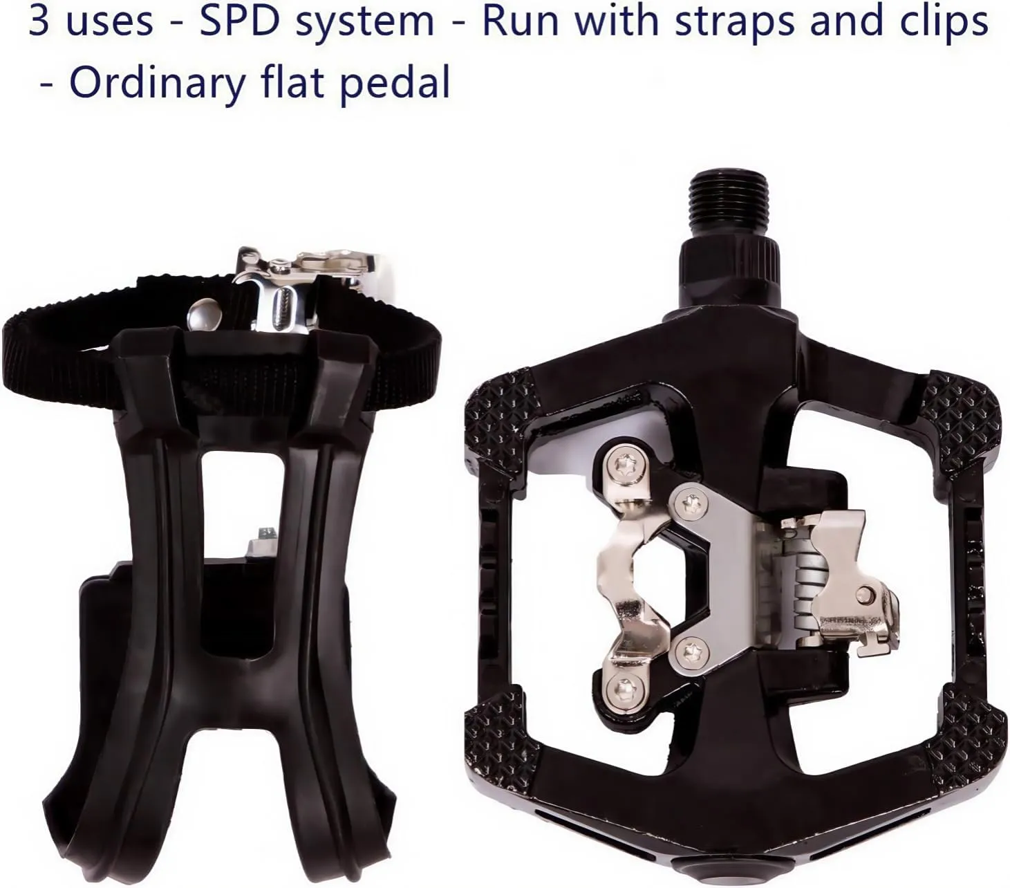 YBEKI Pro-Grade SPD Spin Bike Pedals and Straps/Toe Clip for Indoor Exercise Cycling & Spin Peloton/Schwinn/Sunny/Bikes Compatible, 9/16" Axle with Sealed Bearings   12-Month Warranty