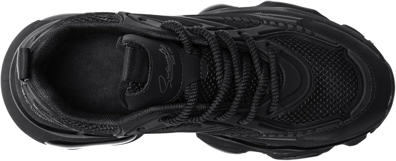 YCMM Casual Athletic Walking Shoes for Men Lace-Up Chunky Platform Dad Sneakers Breathable Mesh Comfortable Non-Slip Work Workout Shoes