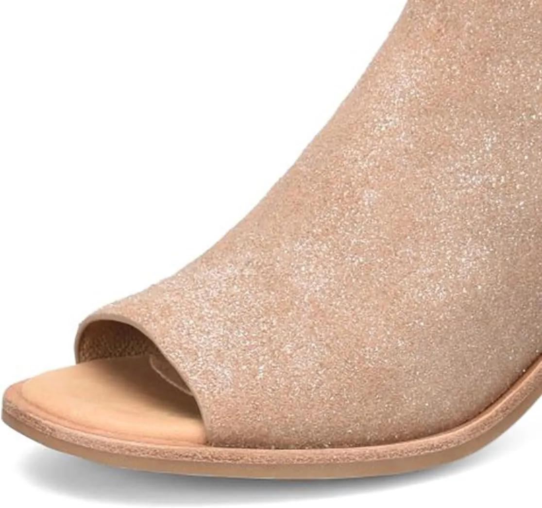 YDN Women's Peep Toe Booties Low Chunky Block Heels Back Zipper Sandal Ankle Boots Comfy Dress Daily Shoes Size 4-16 US
