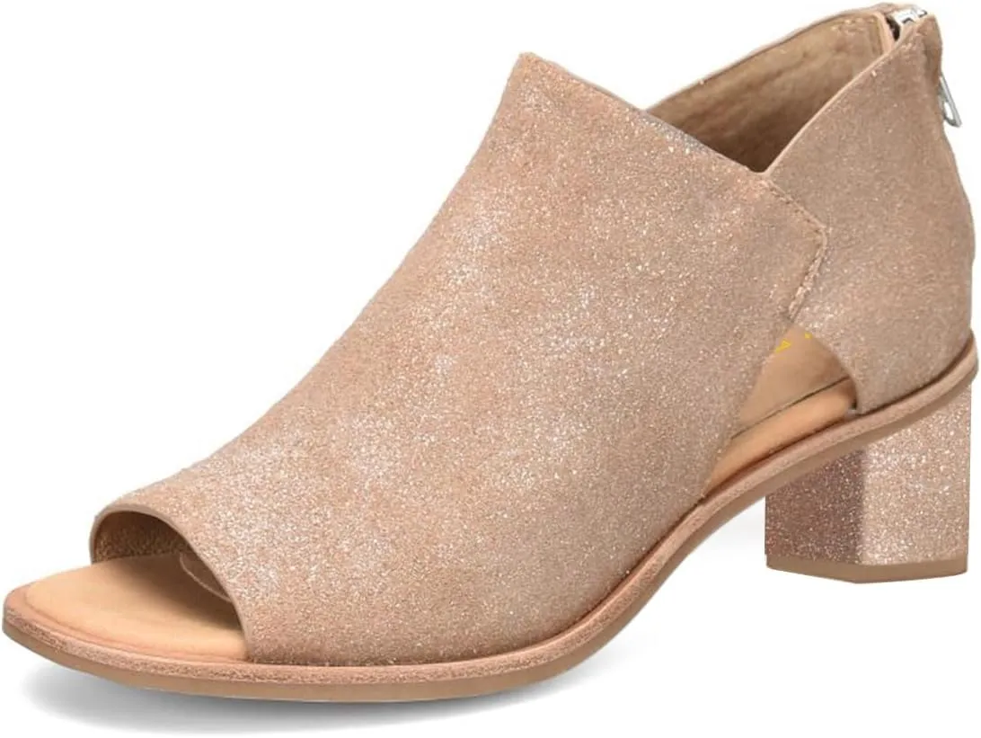 YDN Women's Peep Toe Booties Low Chunky Block Heels Back Zipper Sandal Ankle Boots Comfy Dress Daily Shoes Size 4-16 US
